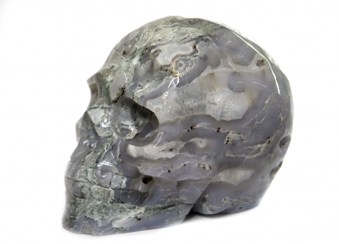 Kristallschädel, Skull Moosachat, 1125 Gramm