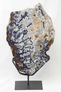 Achatscheibe XXL, Top-Qualität auf Metallständer, schöne Kristallbildung