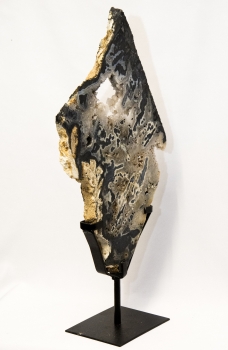 Achatscheibe XL, Top-Qualität auf Metallständer, schöne Kristallbildung