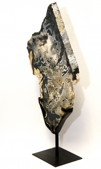 Achatscheibe XL, Top-Qualität auf Metallständer, schöne Kristallbildung