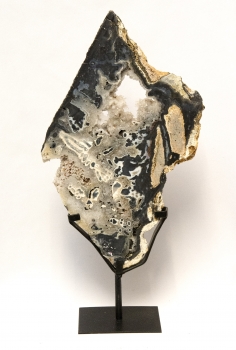 Achatscheibe XL, Top-Qualität auf Metallständer, schöne Kristallbildung