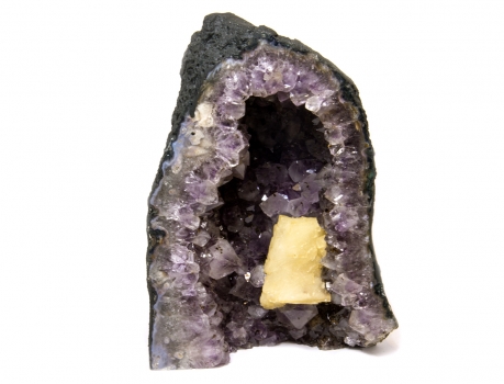 Amethyst Druse Basecut 5300 Gramm, Extra Qualität mit Orangencalcitkristall
