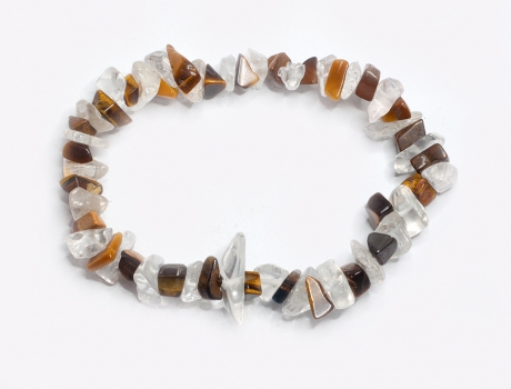 sliver bracelet rock crystal and tiger's eye