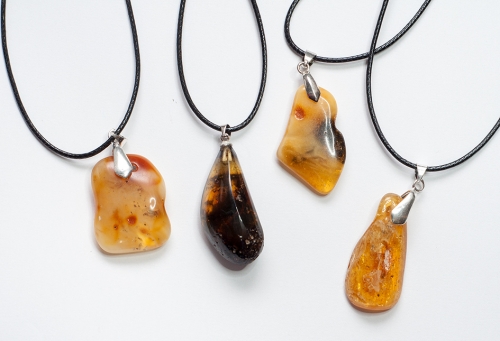 BALTIC amber pendant on leather strap "nature"