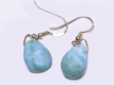 Larimar Ohrstecker tropfenform, 30,60 Ct