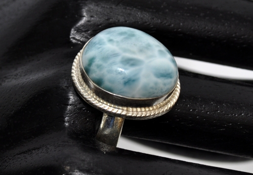 Larimar Ring Nr. 5, in 925 Silber gefasst, 44 Carat