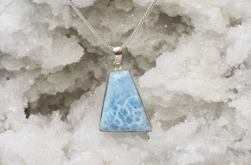 Larimar Anhänger AAA Nr. 3, in 925 Silber gefasst