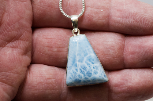 Larimar Anhänger AAA Nr. 3, in 925 Silber gefasst