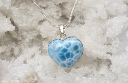 Larimar Herz AAA Nr. 4, in 925 Silber gefasst