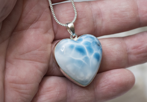 Larimar Herz AAA Nr. 1, in 925 Silber gefasst
