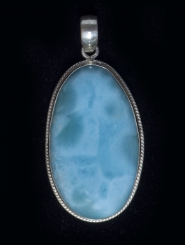 Larimar Anhänger Nr.10, in 925 Silber gefasst, 121,30 Carat