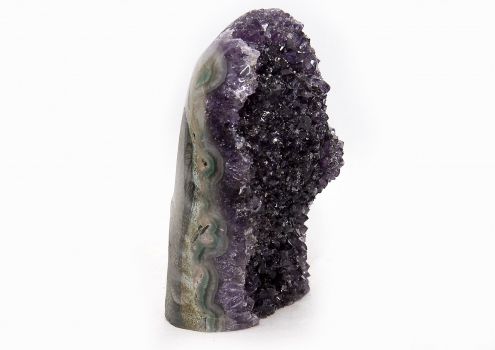 Uruguay Amethyst poliert, 365 Gramm, dunkle, violette Kristalle