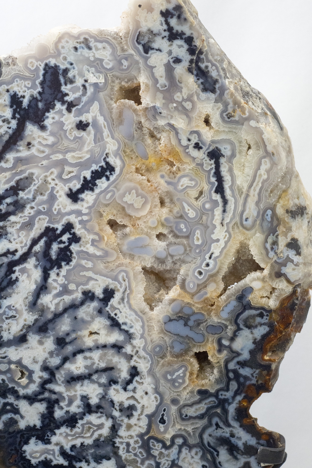 Achatscheibe XXL, Top-Qualität auf Metallständer, schöne Kristallbildung