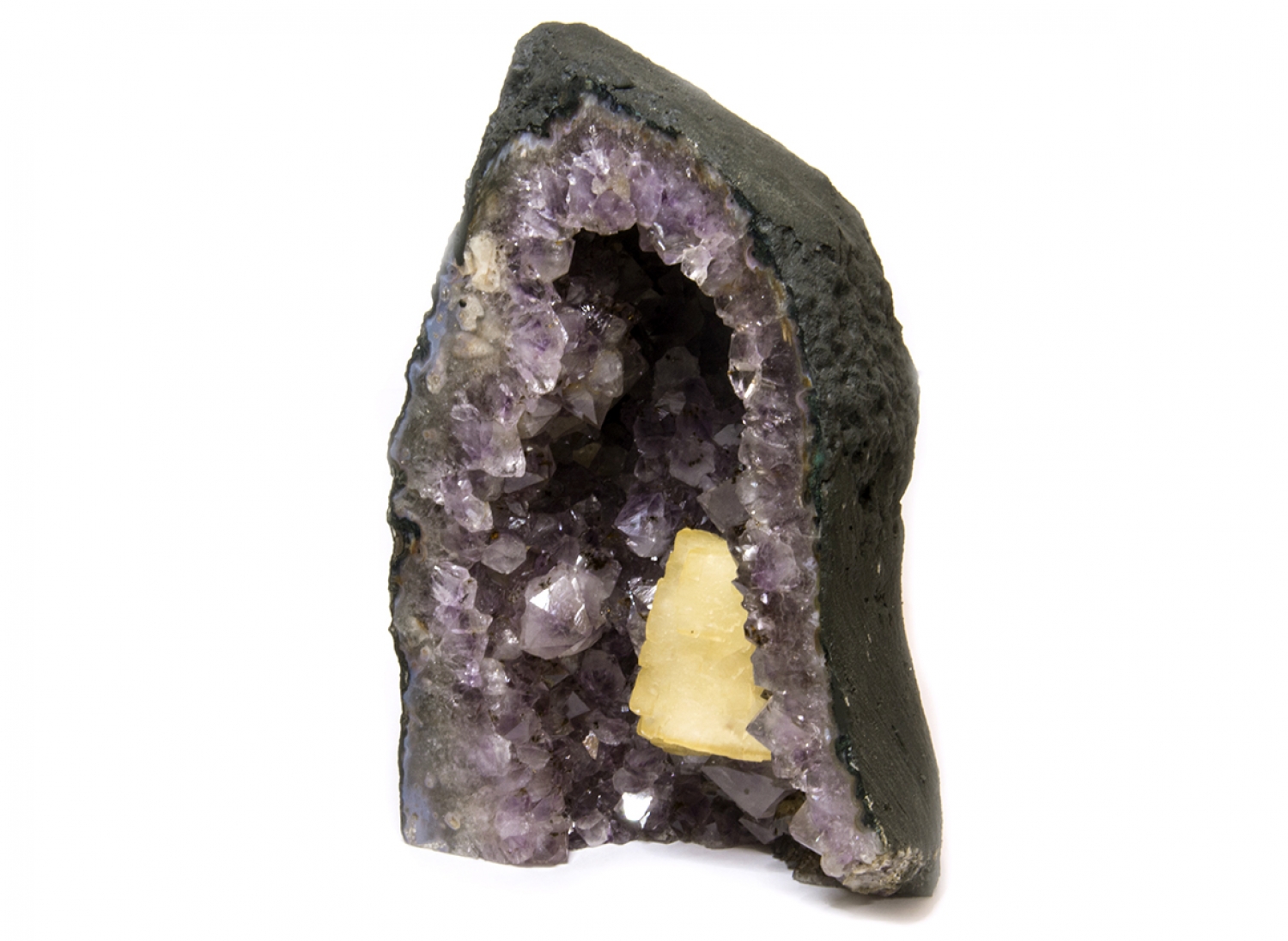 Amethyst Druse Basecut 5300 Gramm, Extra Qualität mit Orangencalcitkristall