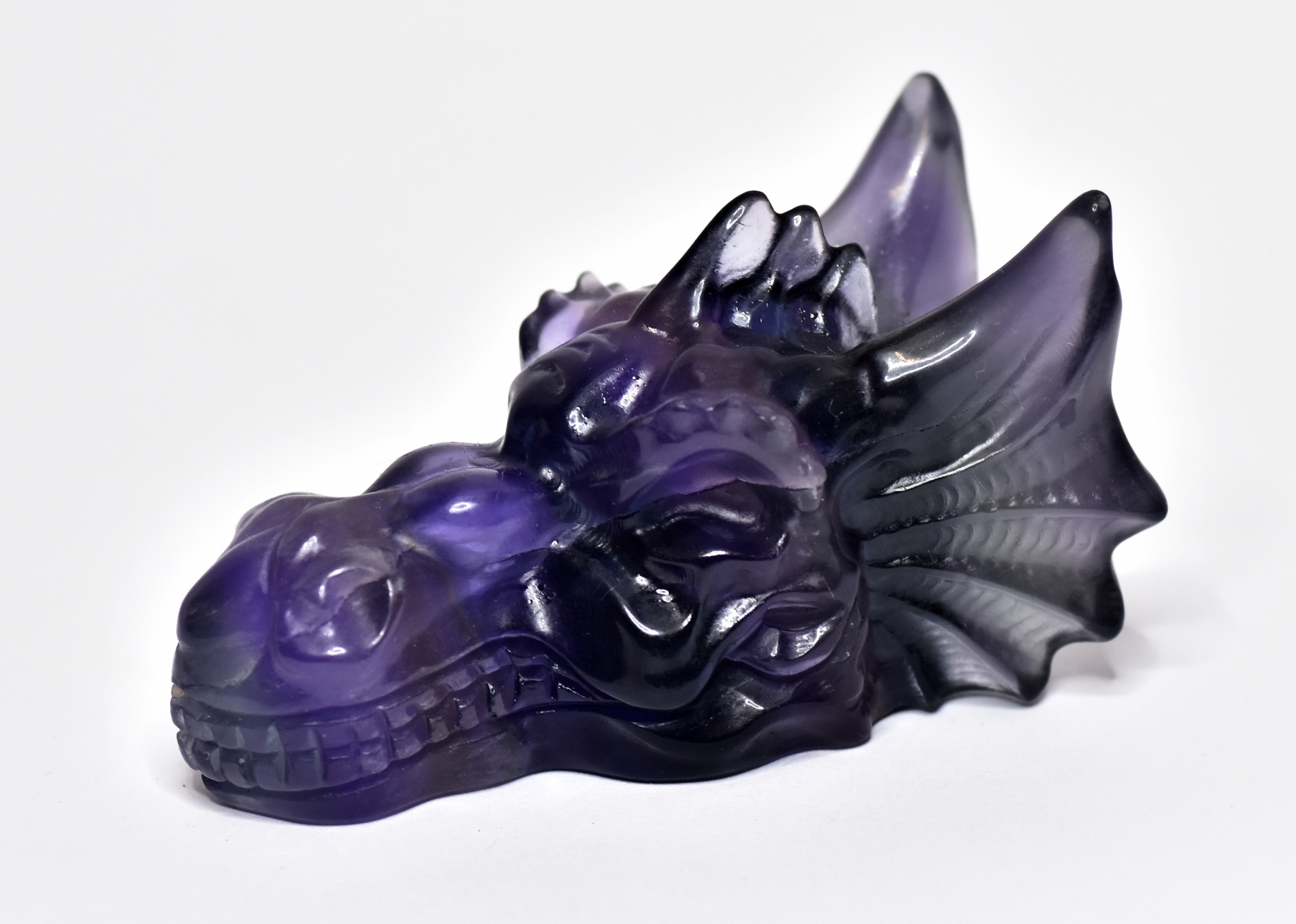 Dragon head, skull, obsidian ca. Fluorit
