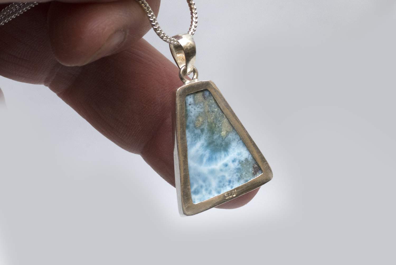 Larimar Anhänger AAA Nr. 3, in 925 Silber gefasst
