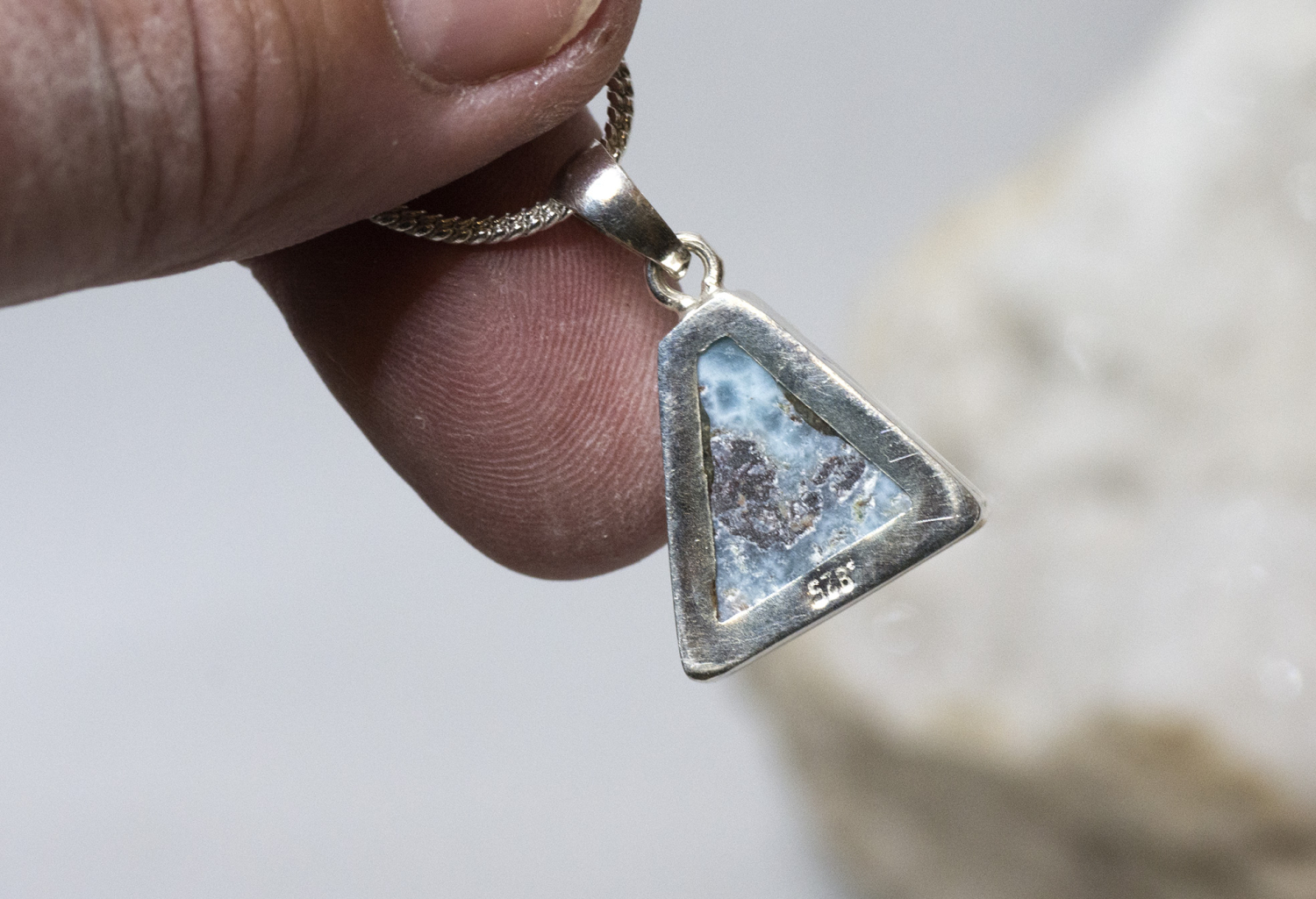 Larimar Anhänger AAA  Nr.10, in 925 Silber gefasst