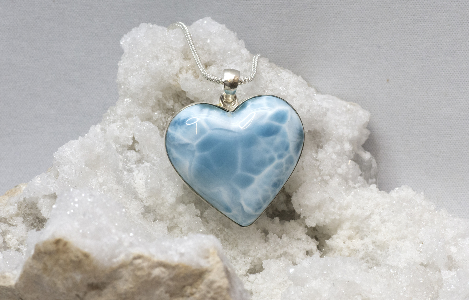Larimar Herz AAA Nr. 2, in 925 Silber gefasst