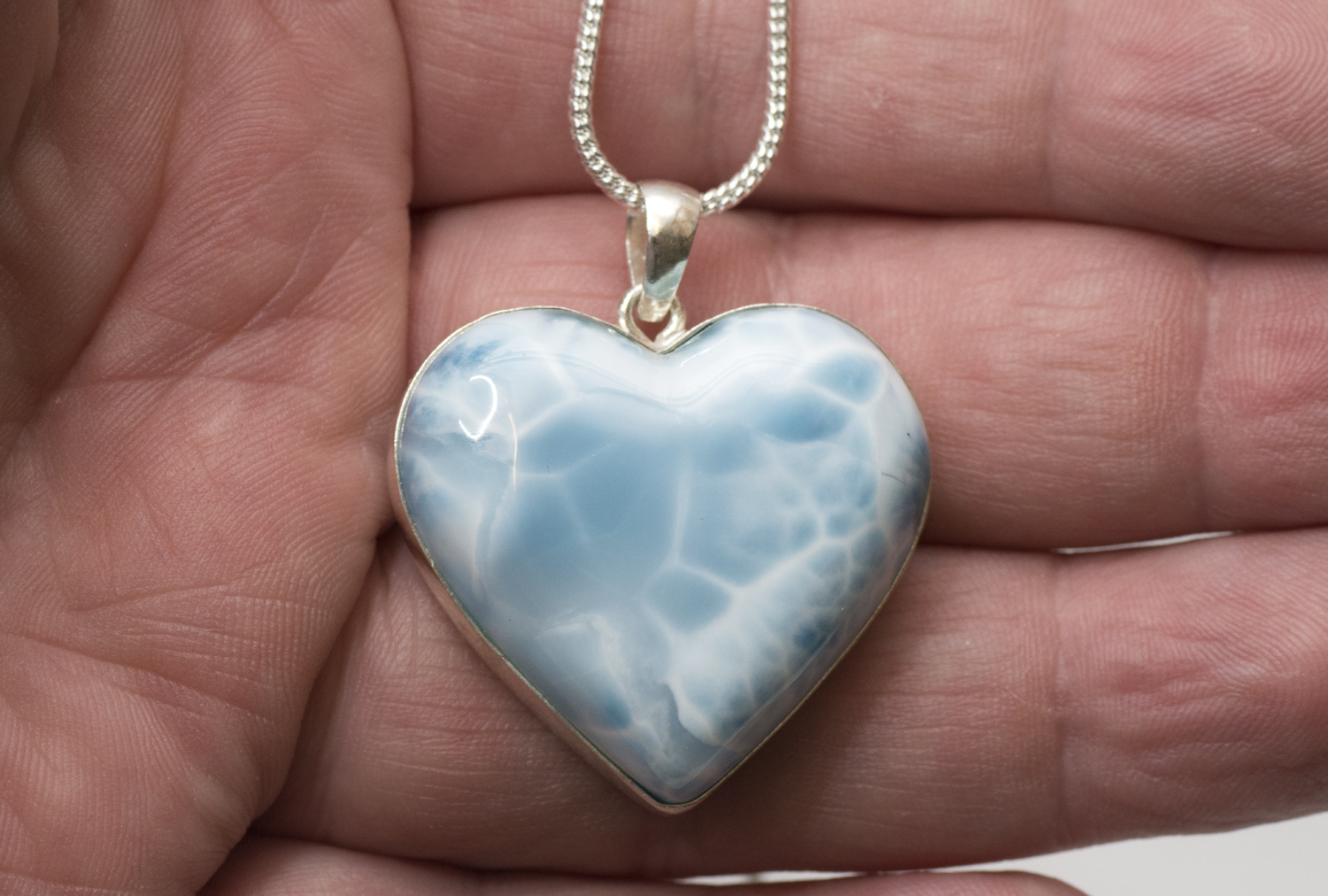 Larimar Herz AAA Nr. 2, in 925 Silber gefasst