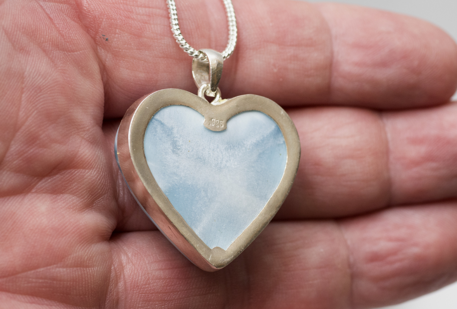 Larimar Herz AAA Nr. 2, in 925 Silber gefasst