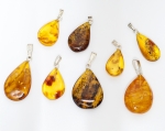 Amber drop pendant, with eyelet